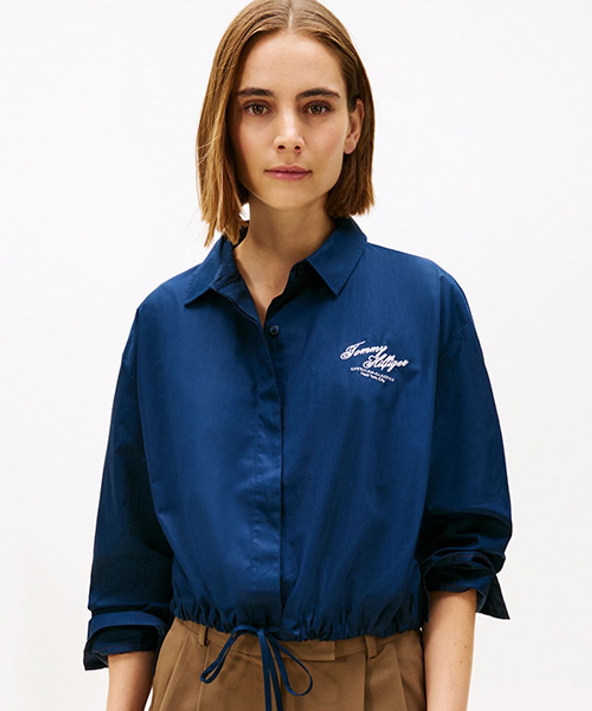 타미힐피거(TOMMY HILFIGER) 드로스트링 블루종 셔츠 (T22G0WSH040WT2C1G)