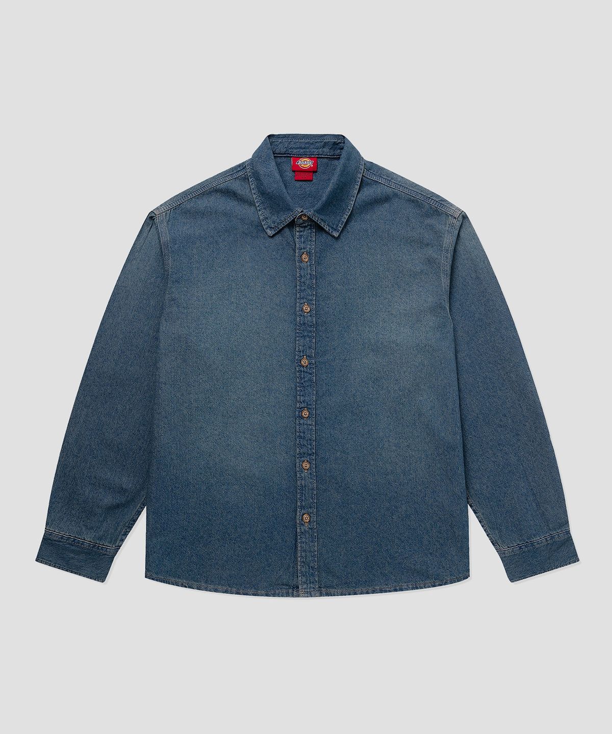 디키즈(DICKIES) 라이트웨이트 데님 셔츠 Khaki Tinted Blue