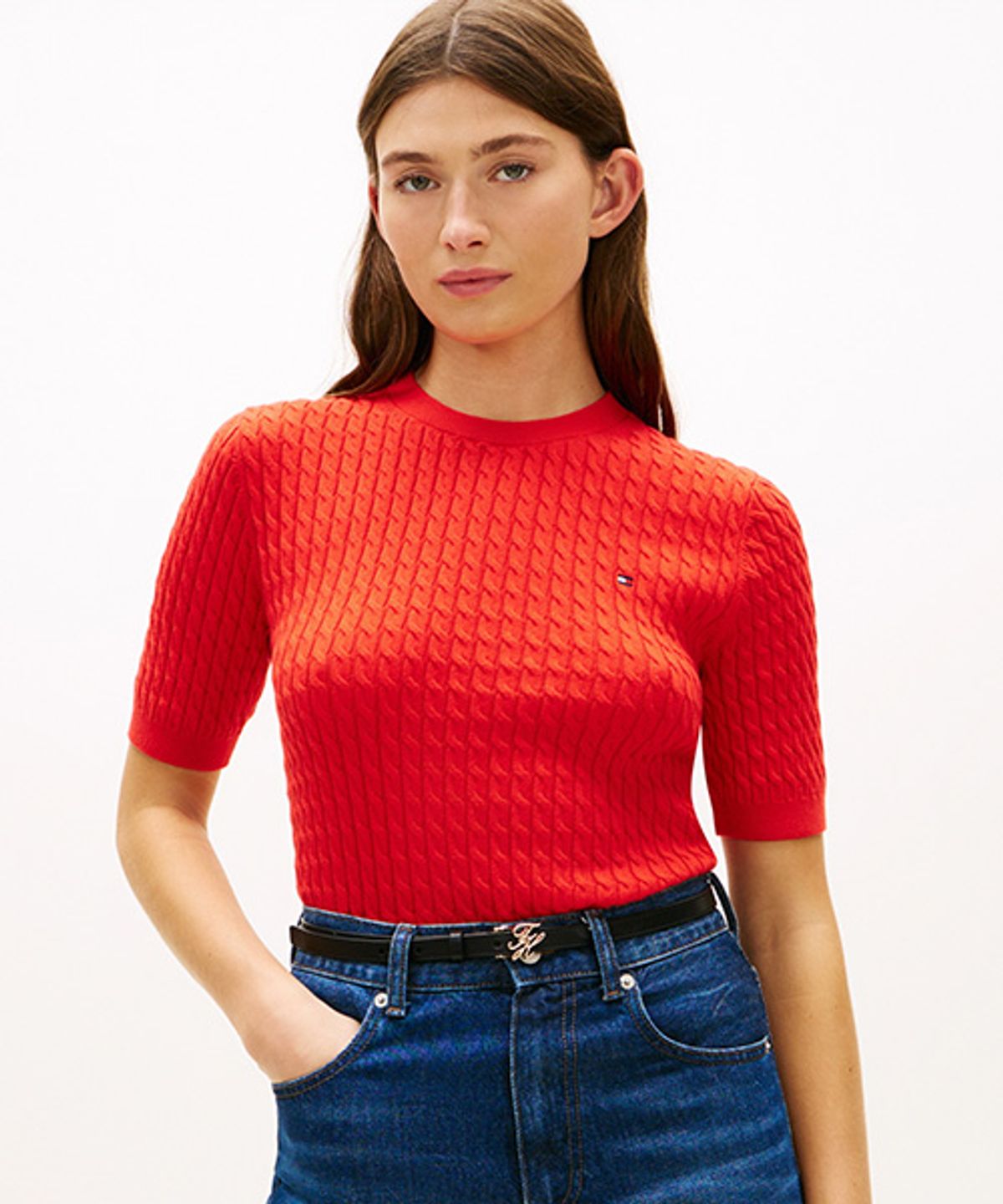 타미힐피거(TOMMY HILFIGER) 미니 케이블 크루넥 스웨터 (T22G1KTO060WT2SNE)