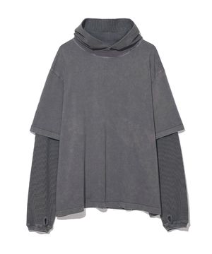 와플 레이어드 후디 차콜