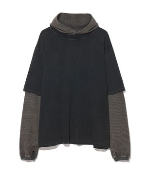 와플 레이어드 후디 블랙