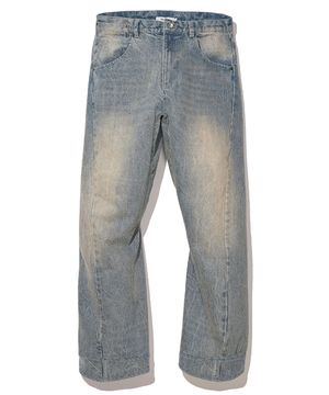 [14oz] 3D 엔지니어드 데님 팬츠 더스티 블루