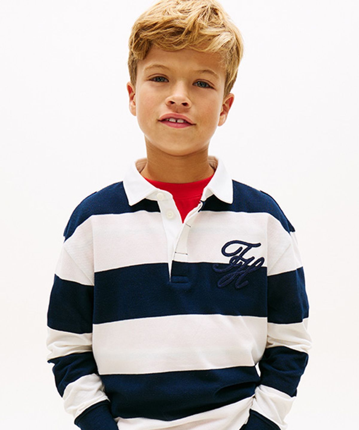 타미힐피거 키즈(TOMMY HILFIGER KIDS) 스크립트 그래픽 럭비 티셔츠