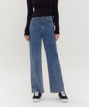 히든밴딩 워싱 와이드핏 데님 팬츠 (블루)