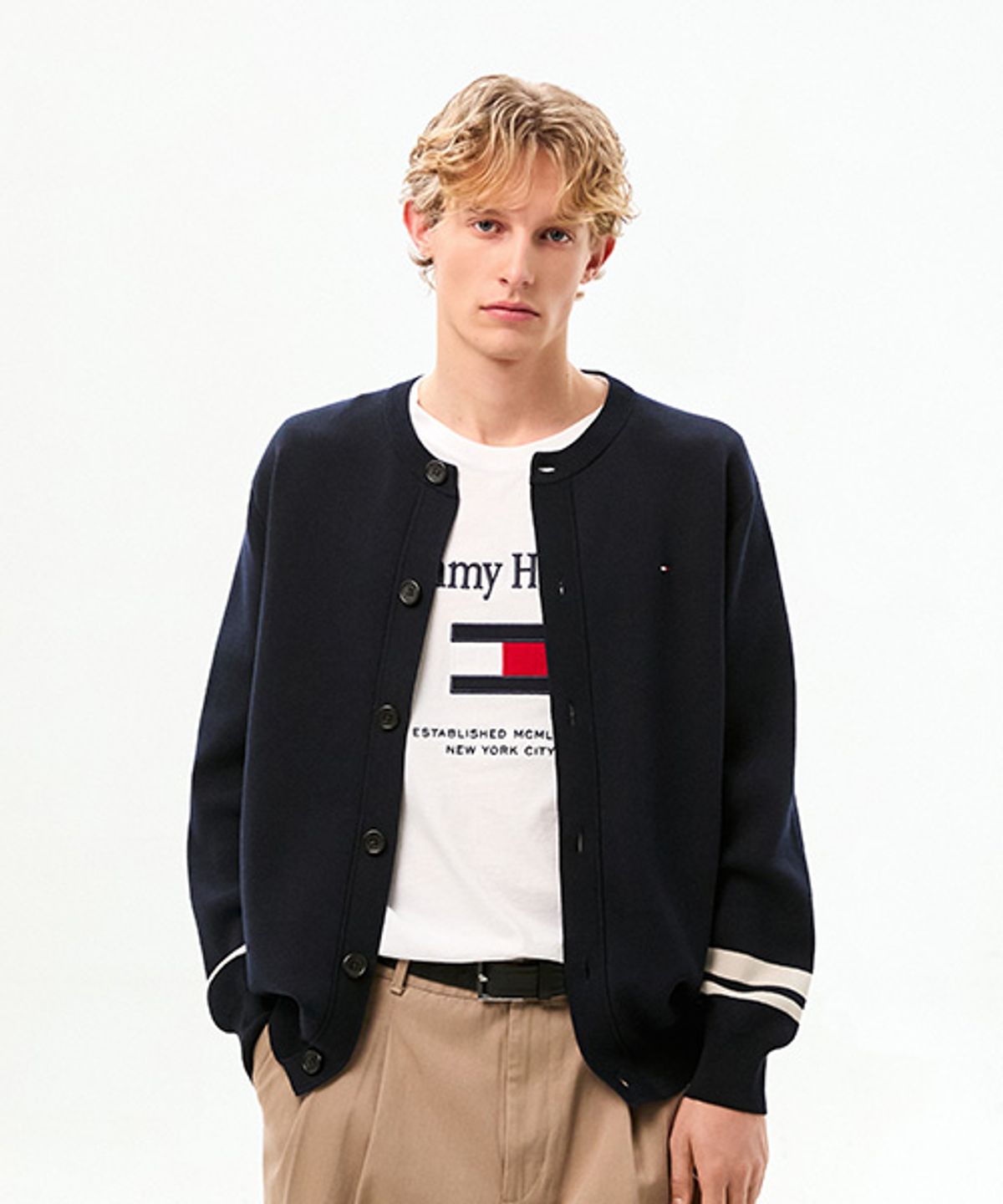 타미힐피거(TOMMY HILFIGER) 크루넥 가디건 (T12G0KCD720ML1DW5)