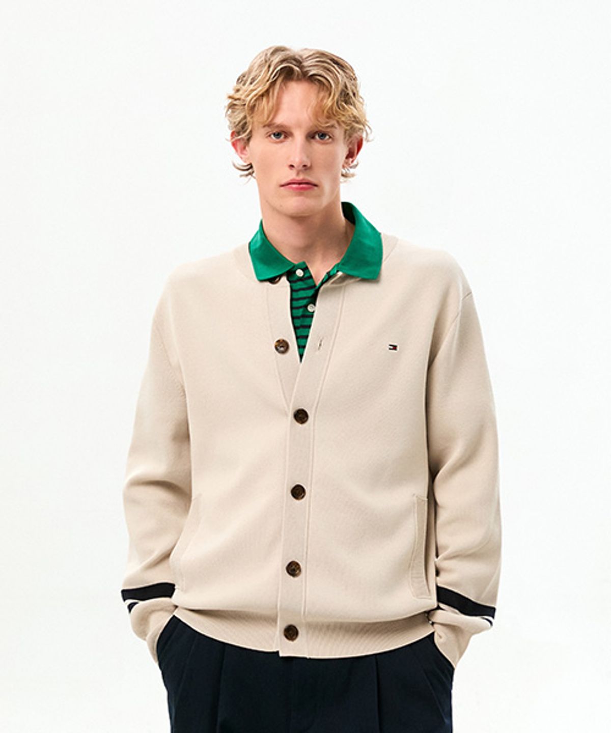 타미힐피거(TOMMY HILFIGER) 크루넥 가디건 (T12G0KCD720ML1Z00)