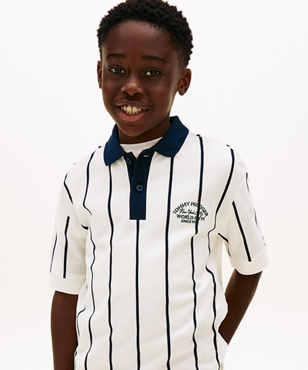 타미힐피거 키즈(TOMMY HILFIGER KIDS) 버티컬 스트라이프 폴로 티셔츠