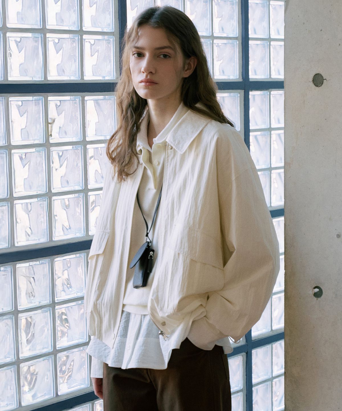 라메레이(LAMEREI) Cotton Bomber Jacket[LMBFSPJK109]-Ivory
