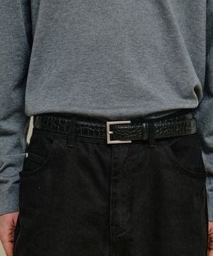 스퀘어 크로커다일 벨트 [블랙]