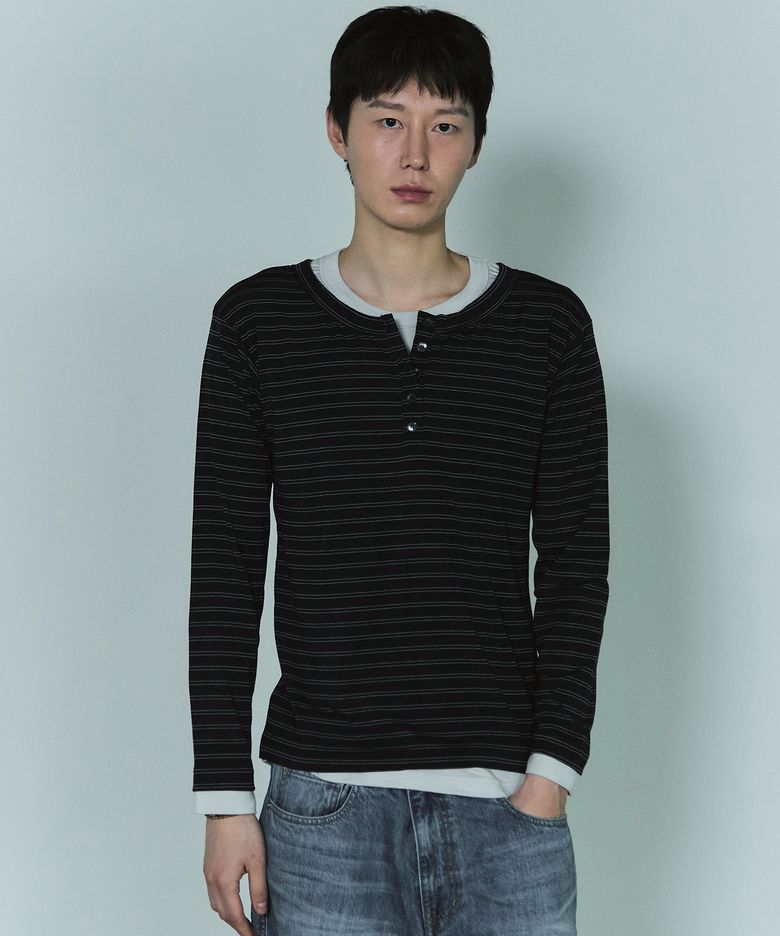 더블 레이어드 헨리넥_네이비