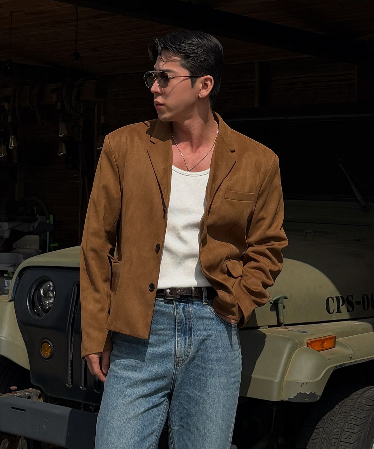 바우로 프로덕트(BOWLOW PRODUCT) 스웨이드 크롭 블레이저 [카멜]