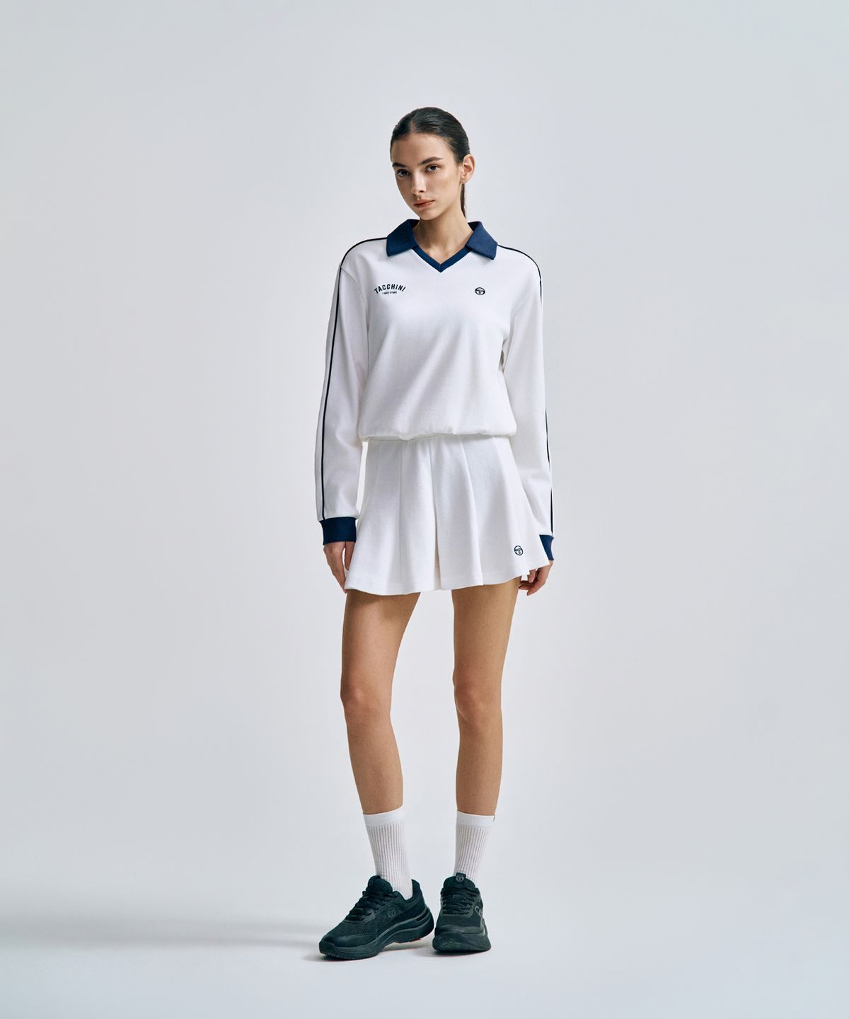 세르지오 타키니(SERGIO TACCHINI) W 더블니트 플레어 쇼츠 (White)