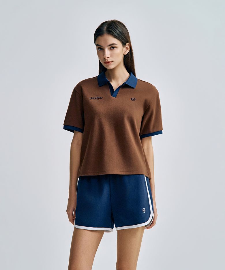 W 더블니트 오픈카라 폴로 (Brown)