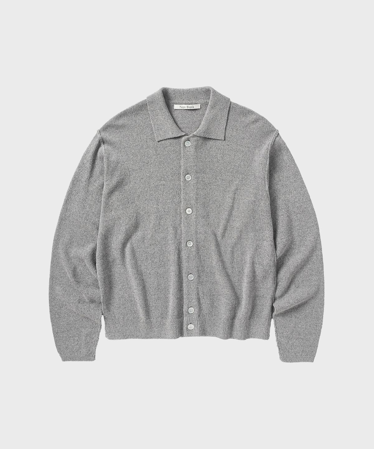 넌블랭크(NONBLANK) 크롭 카라 LS 가디건_MELANGE GREY