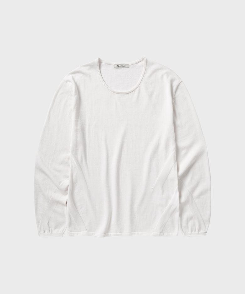 파인 게이지 U넥 LS 니트_WHITE