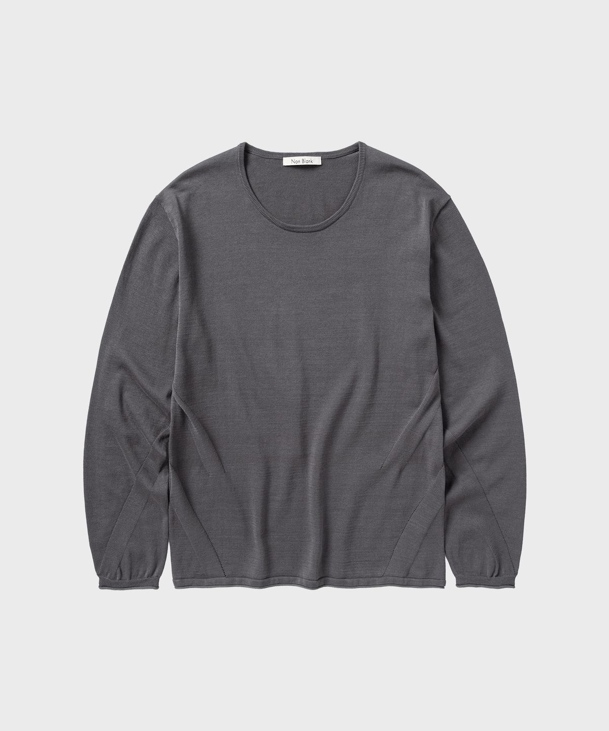 넌블랭크(NONBLANK) 파인 게이지 U넥 LS 니트_CHARCOAL