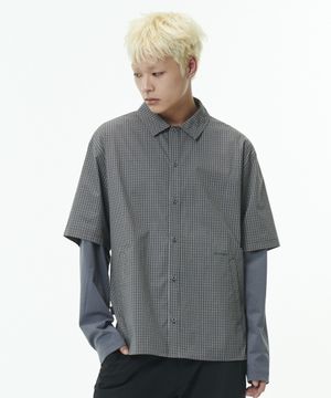 DEV:10 LAYER SLEEVE CHECK SHIRT_GREY