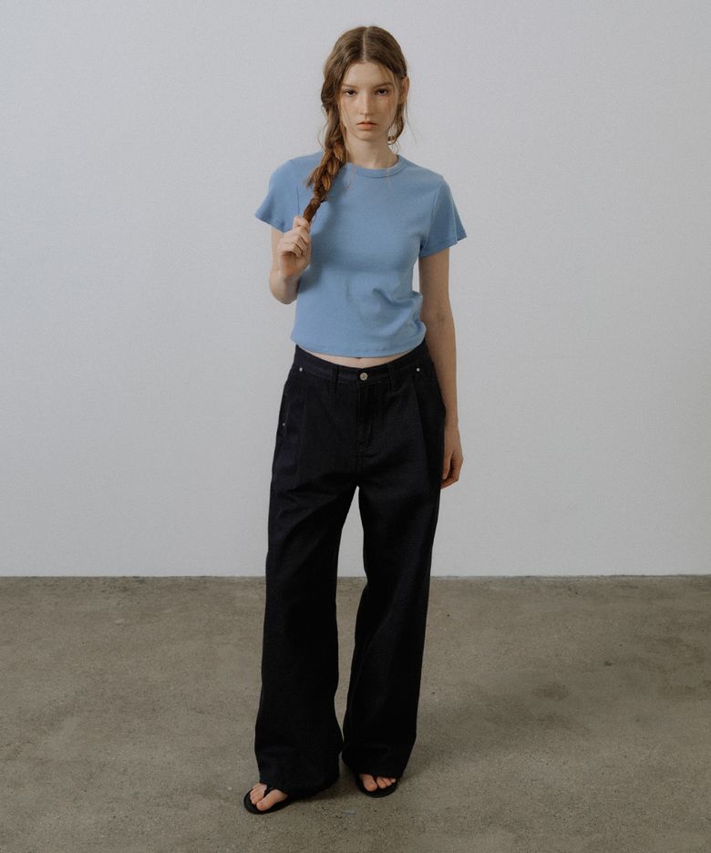 Pintuck wide denim pants [FRSP05DP03]_Indigo