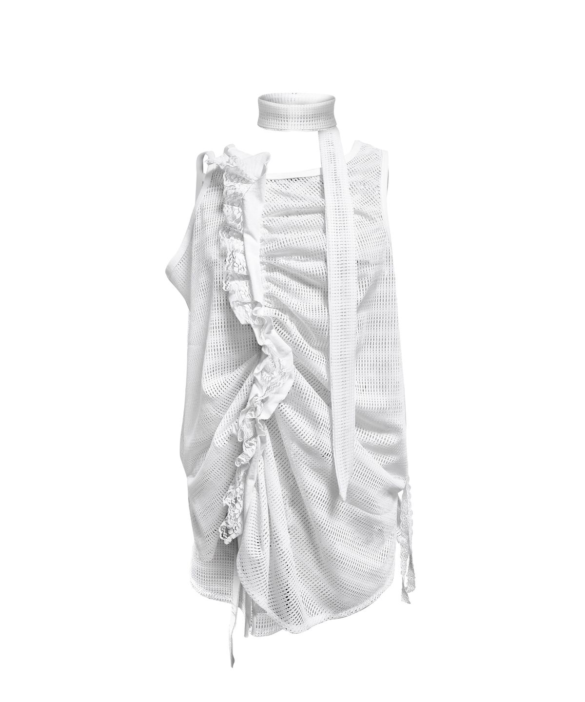 정도(JUNGDO) MASH FLOWING SLEEVELESS . WHITE
