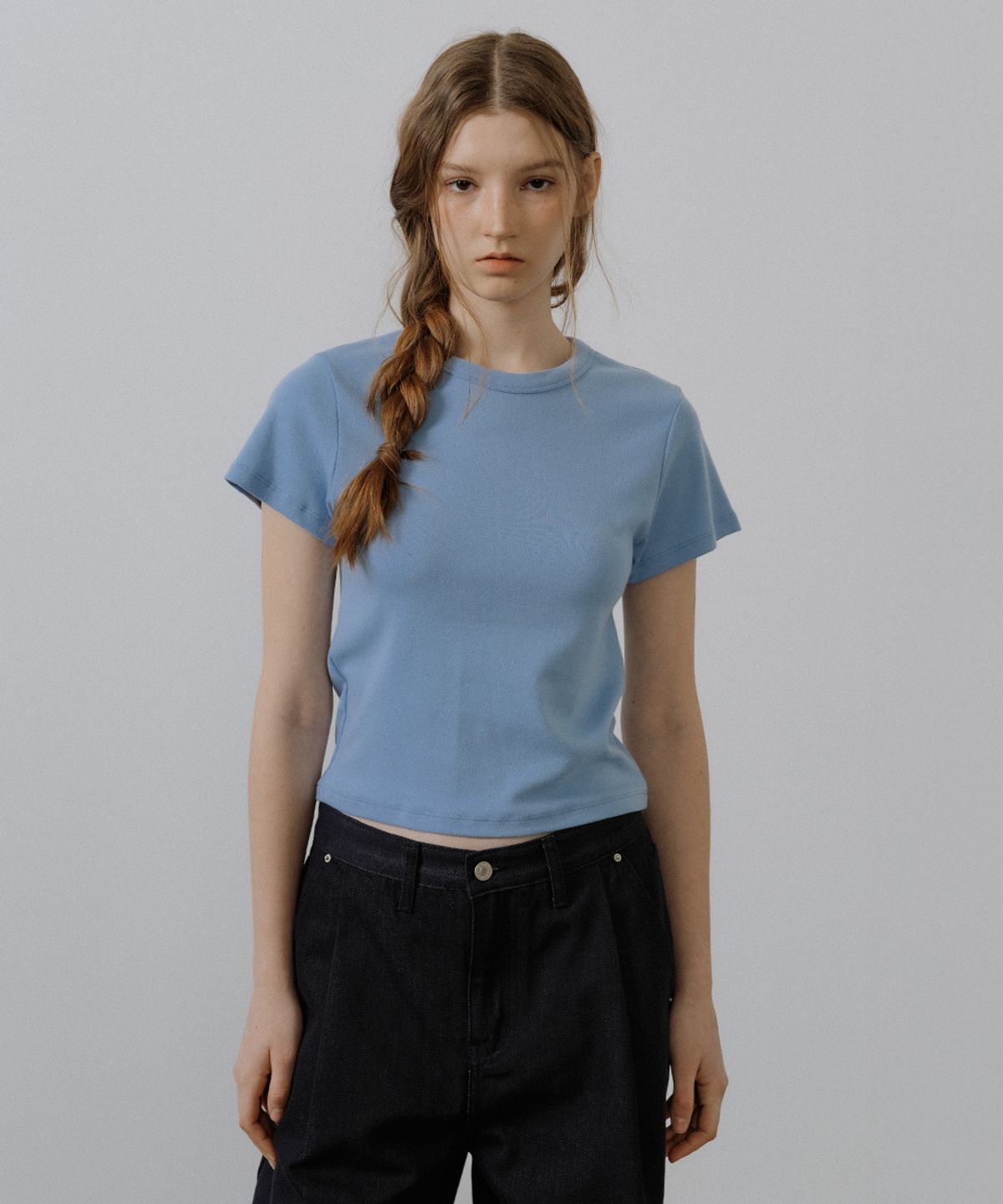 프리버07(FRIVER07) Bottle cotton crop t-shirt_Sky blue