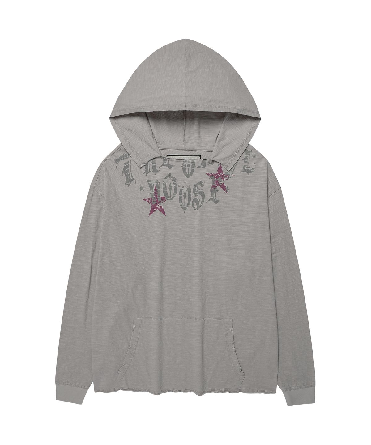 더바이닐하우스(THEVINYLHOUSE) CUT-OFF OVER SLUB HOODIE LS TEE (W) GREY