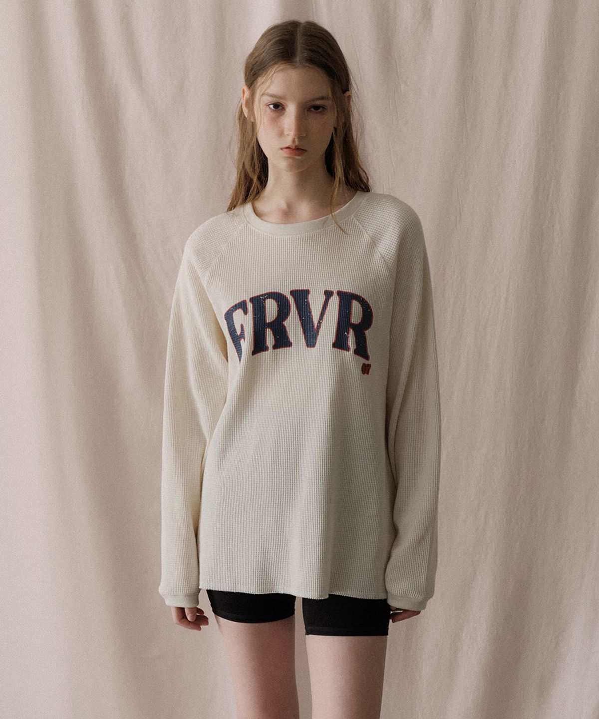 프리버07(FRIVER07) Friver logo waffle t-shirt [FRSP05LT04]_Cream