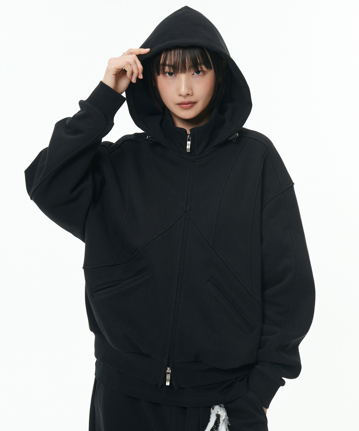 MUSINSA | NODE LABS DEV:10 Curve Hooded Zip-Up_Black