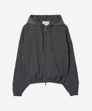 DEV:10 CHECK DOUBLE HOODIE ZIP-UP_CHARCOAL