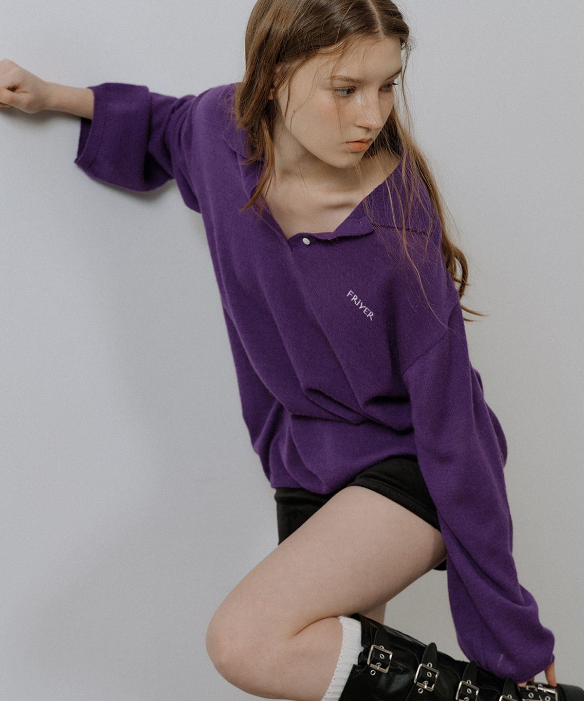 프리버07(FRIVER07) Loose fit collar wool knit [FRSP05NT02]_Violet