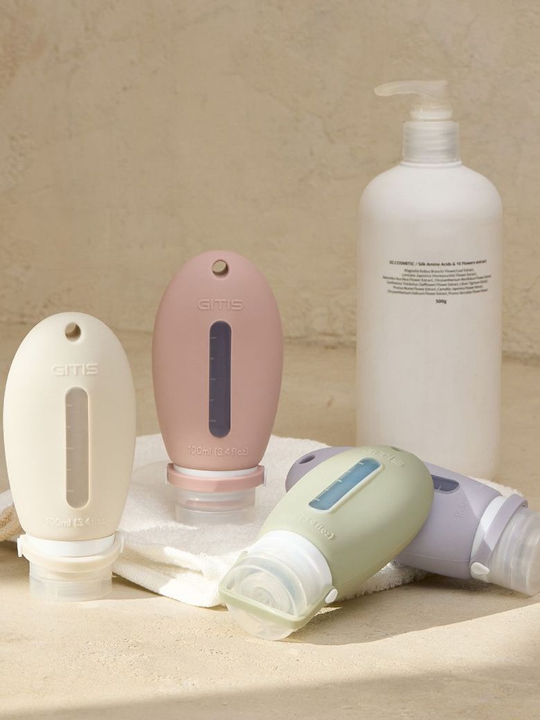 [당일출고] 지티스 여행용 공병 100ml 실리콘 소분 용기 세트 바디워시 로션 샴푸통 화장품