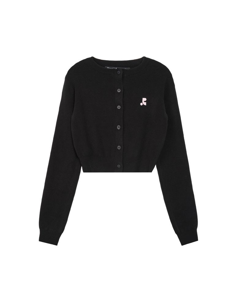 CROPPED KNIT CARDIGAN - BLACK