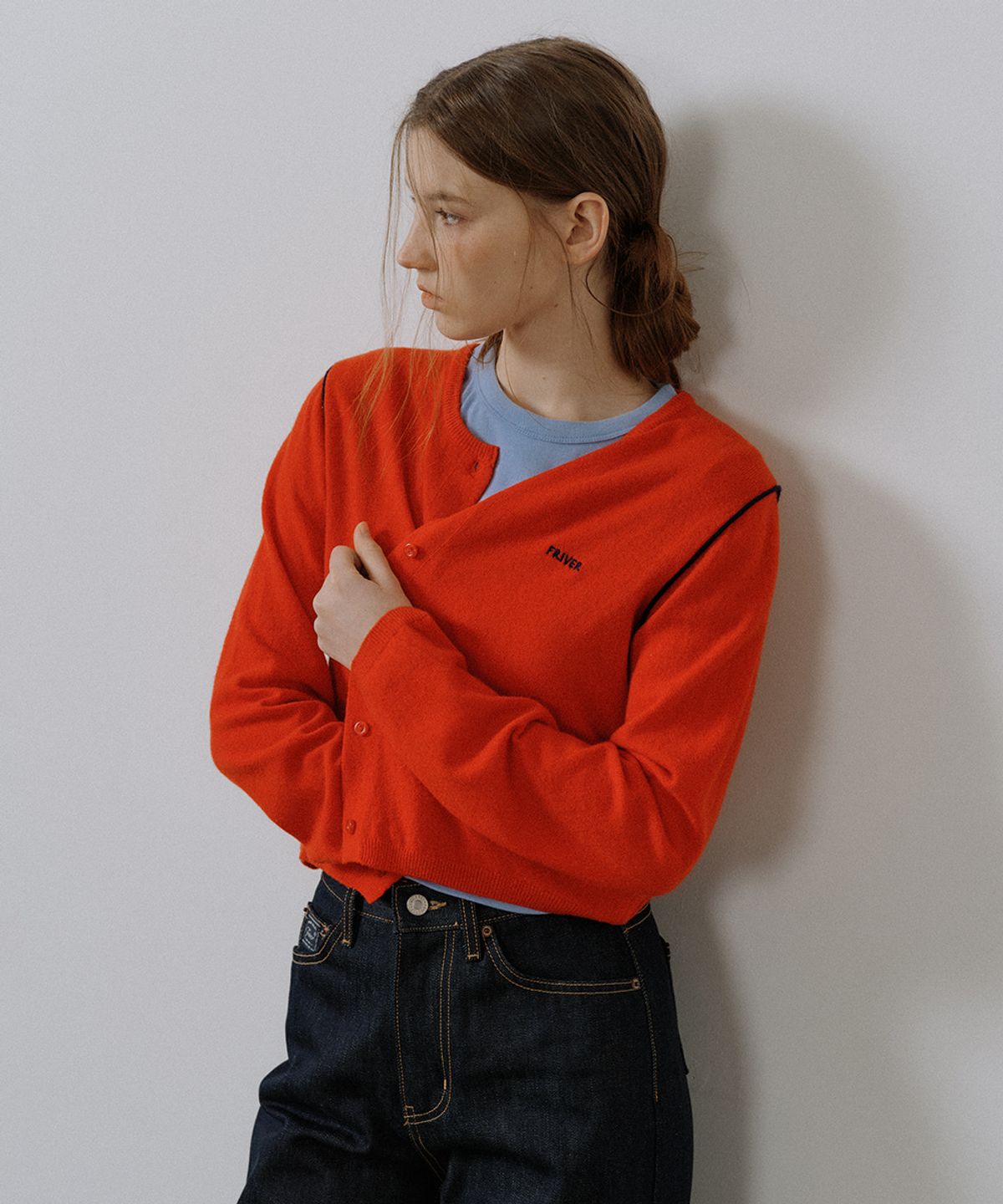 프리버07(FRIVER07) Color point wool knit cardigan [FRSP05CD05]_Red