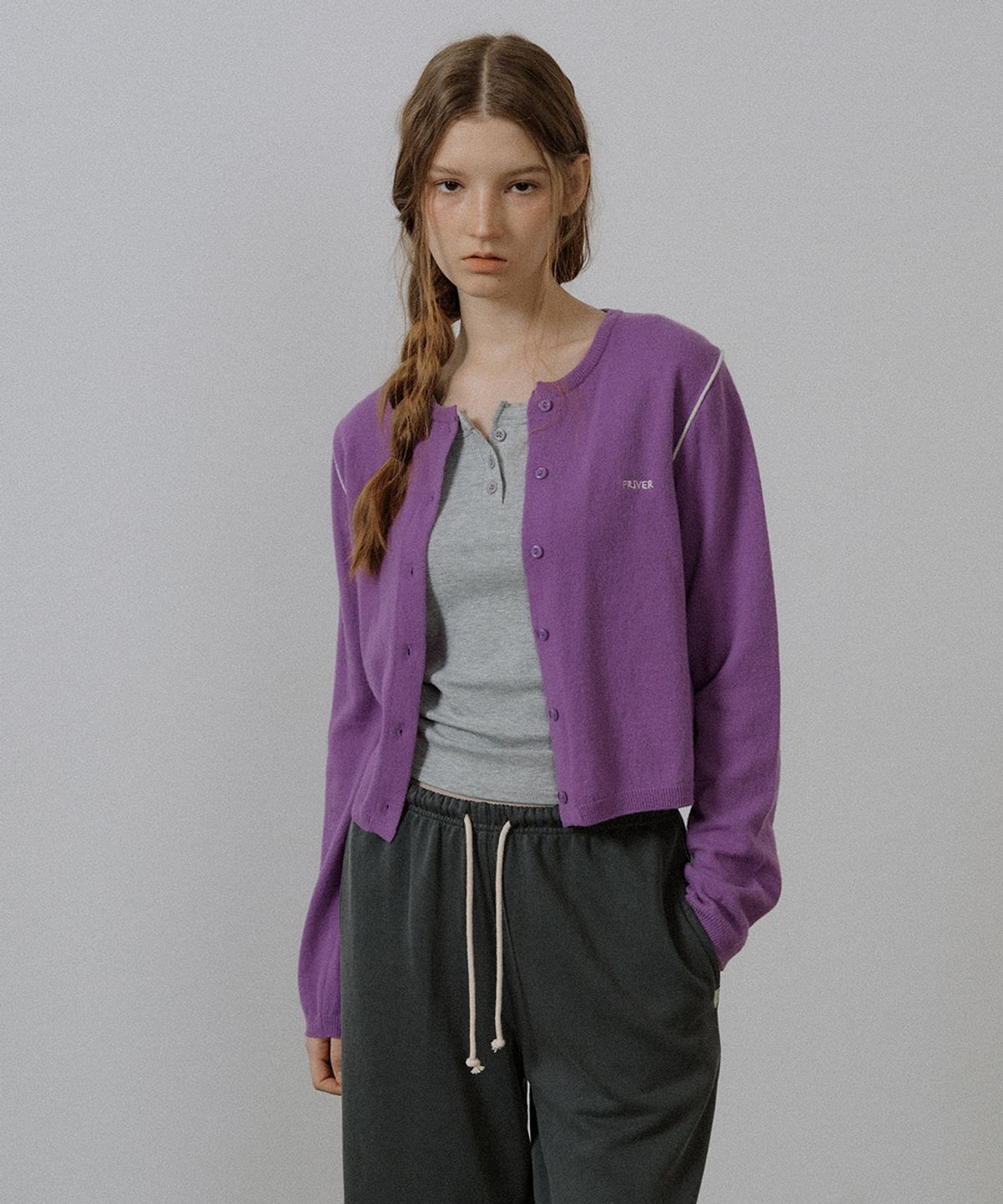 프리버07(FRIVER07) Color point wool knit cardigan [FRSP05CD04]_Violet