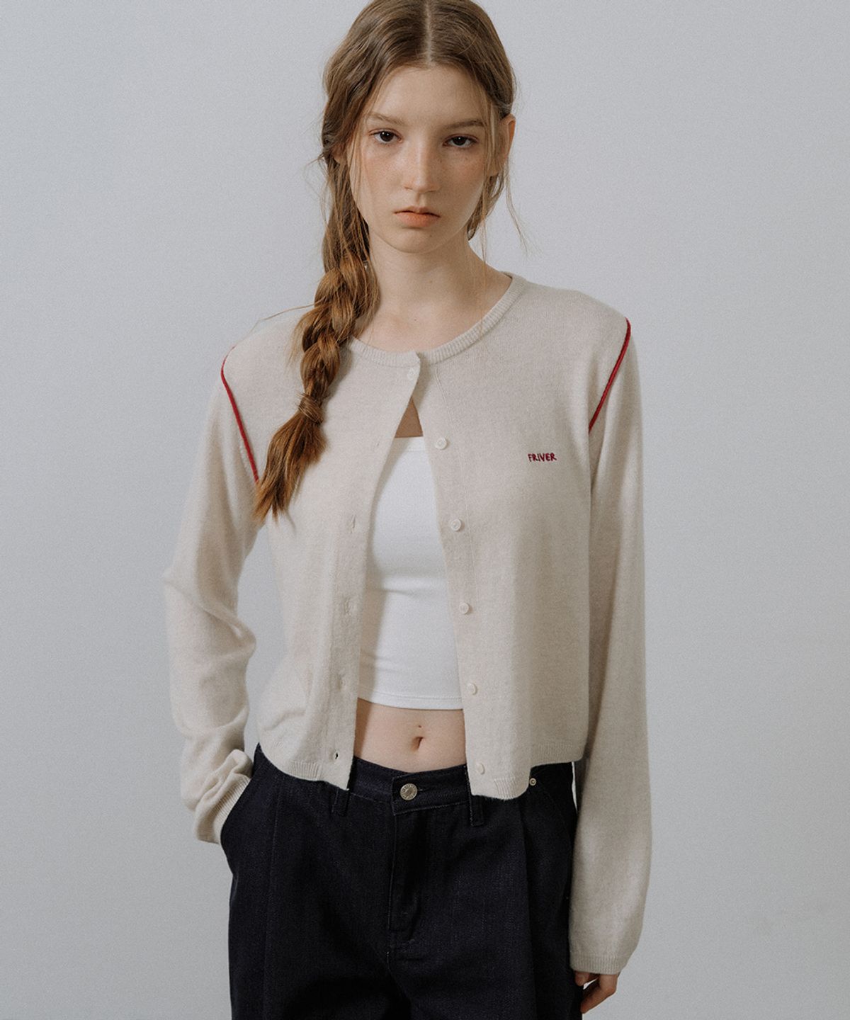 프리버07(FRIVER07) Color point wool knit cardigan [FRSP05CD03]_Oat gray
