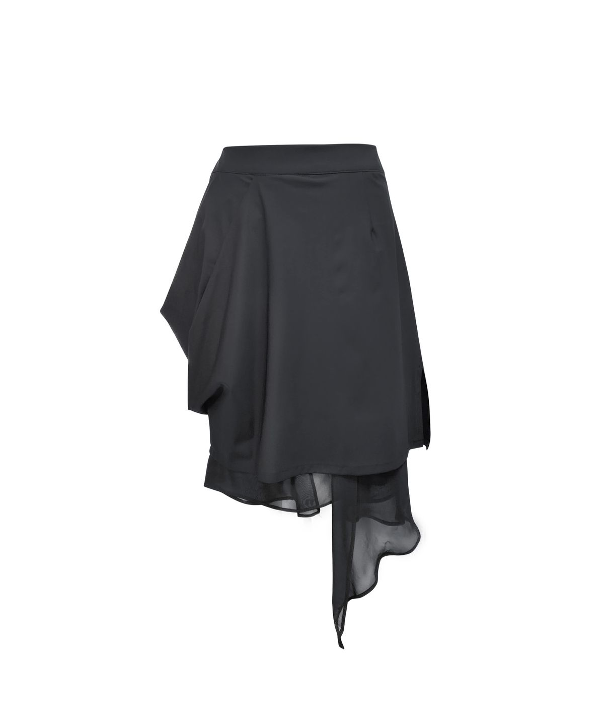 정도(JUNGDO) DRAPING LAYERS SKIRT . COOL BLACK