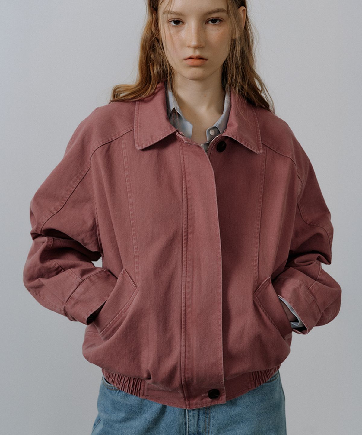 프리버07(FRIVER07) Vintage washing bomber jumper [FRSP05JP03]_Pink