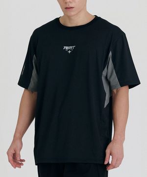 러닝 컬러블록 티셔츠 AM1215 BK