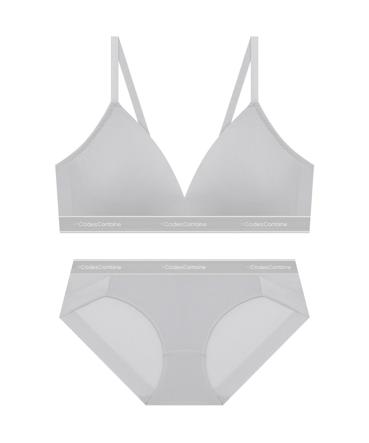 코데즈컴바인 이너웨어(CODES COMBINE INNERWEAR) 미니멀 에어로쿨 브라렛 햄팬티 세트_미스티그레이