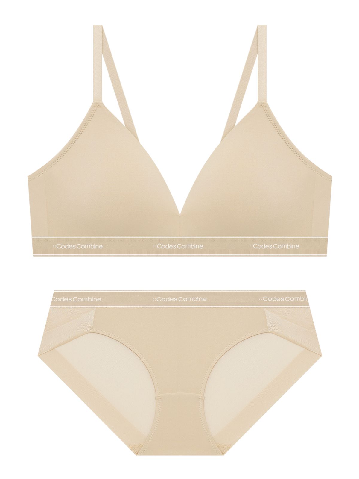 코데즈컴바인 이너웨어(CODES COMBINE INNERWEAR) 미니멀 에어로쿨 브라렛 햄팬티 세트_스킨