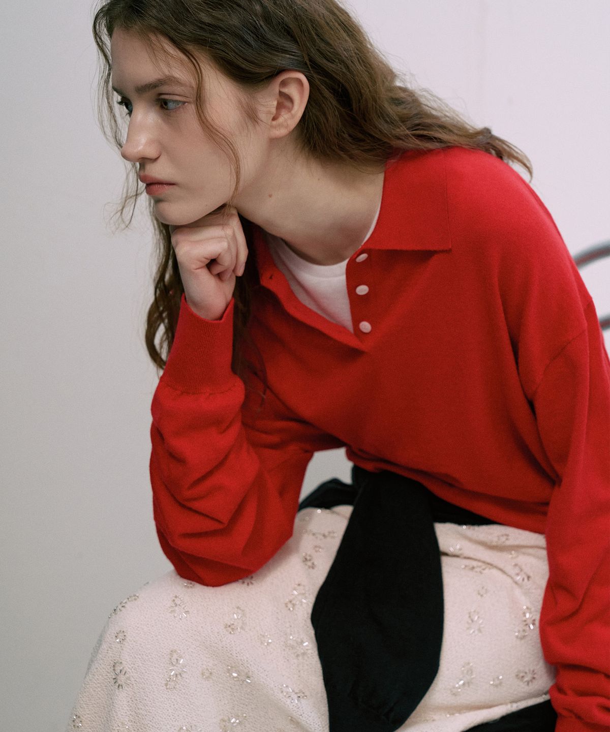 라메레이(LAMEREI) Silk Wool Loose Fit Collar Knit[LMBFSPKN302]-2color