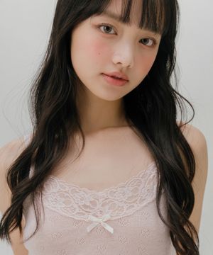 하트 펀칭 니트 나시 탑 (딥핑크)