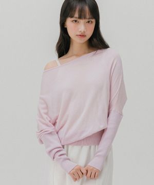 오프 숄더 니트 탑 (2color)