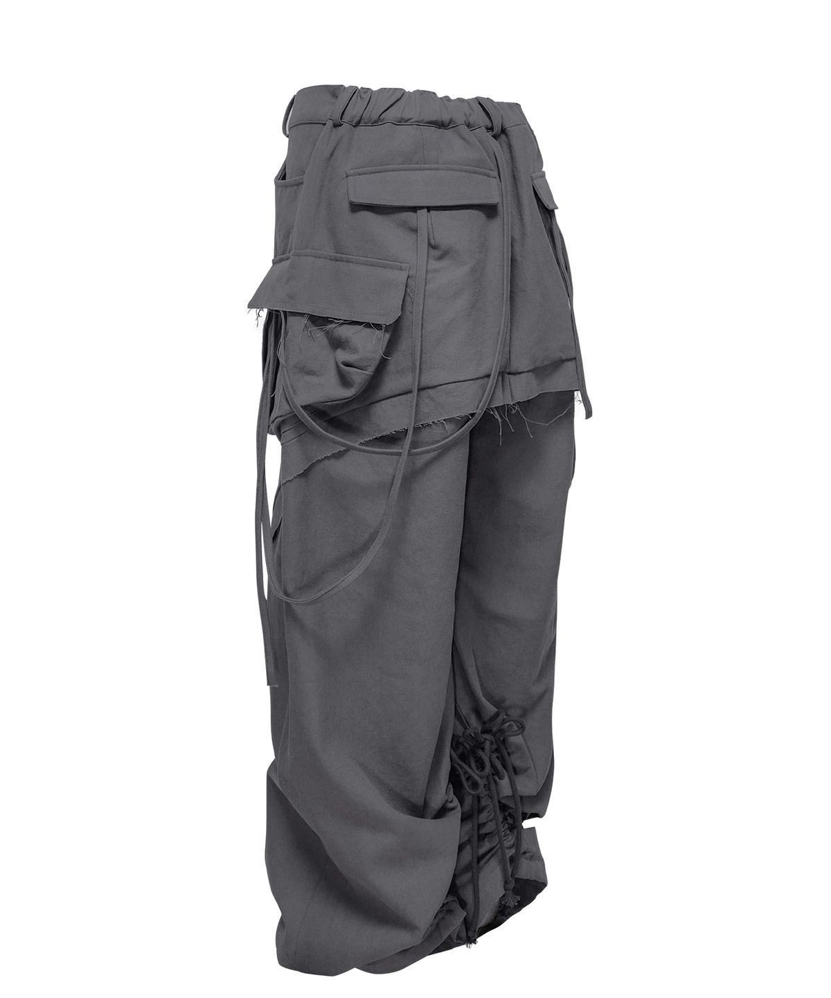 정도(JUNGDO) CUT OUT STRING CARGO PANTS . CHARCOAL