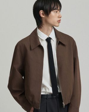 베르 세미 오버핏 코튼 블루종 자켓 [브라운]