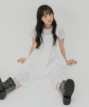 프릴 레이어 롱 원피스 (화이트)