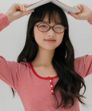 스트라이프 콤비 버튼 티셔츠 (2color)