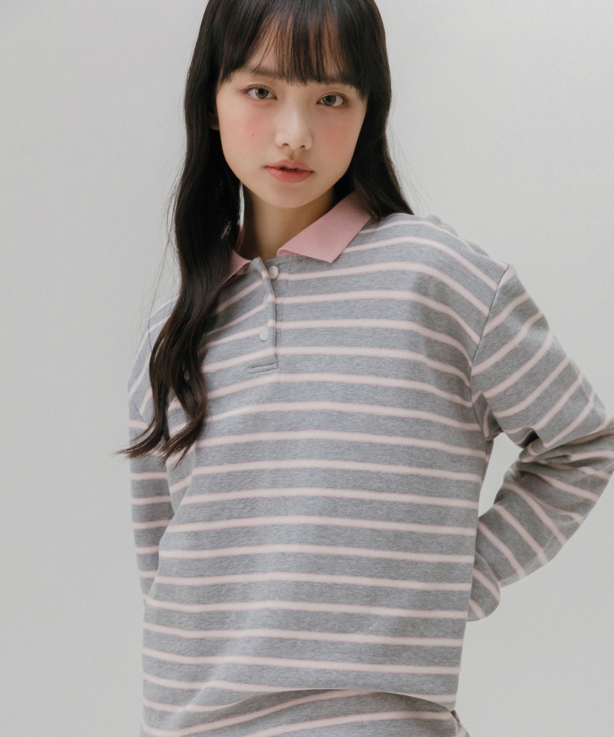멜로토리(MELLOTORY) 소프트 카라 스트라이프 티셔츠 (2color)