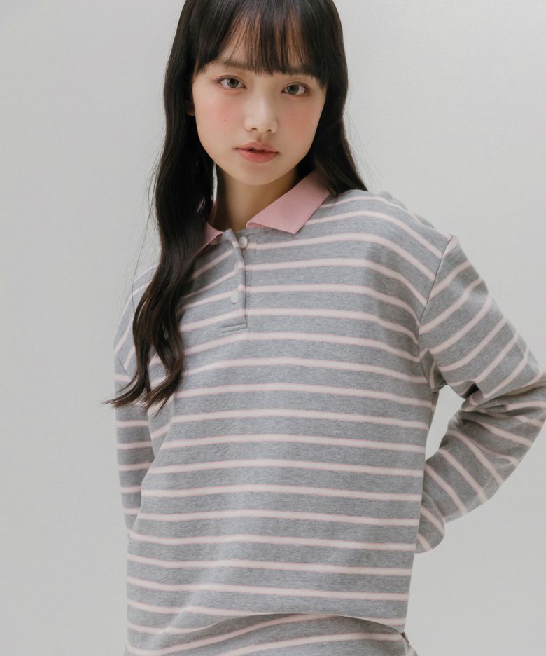 소프트 카라 스트라이프 티셔츠 (2color)