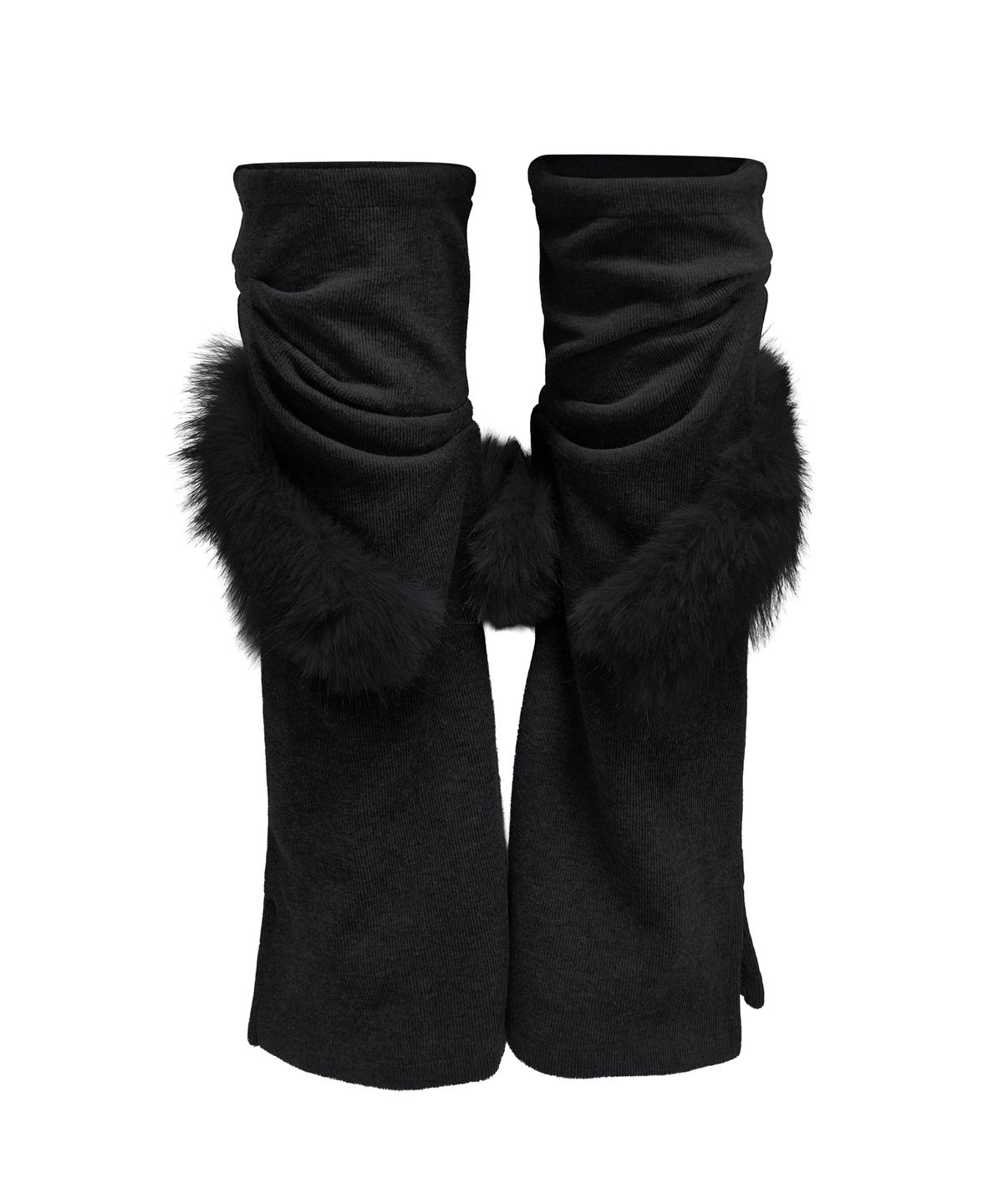 정도(JUNGDO) CURVED FUR LEG WARMERS . BLACK