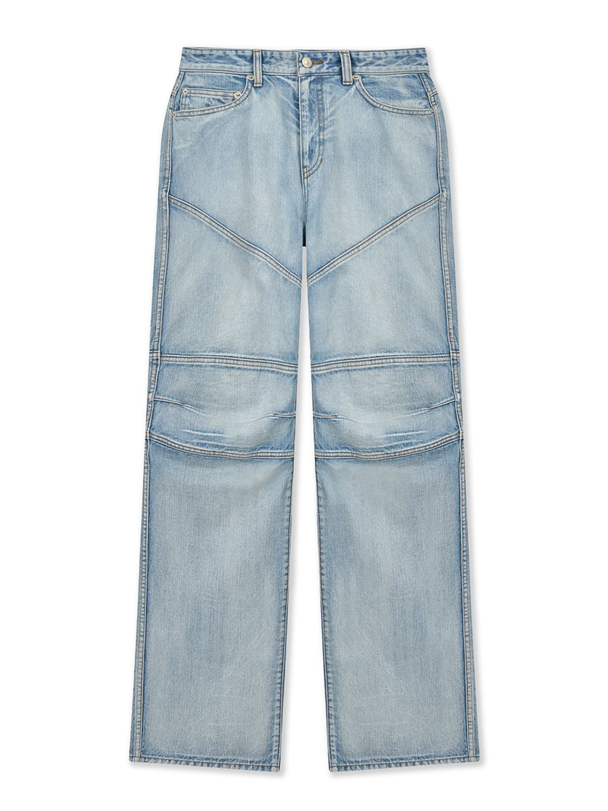 마뗑킴(MATIN KIM) PANEL SEMI WIDE DENIM PANTS IN LIGHT BLUE